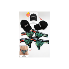 Pack 4 Strings Homme LM2402-57ARO LOOKME + 2 Casquettes Offertes